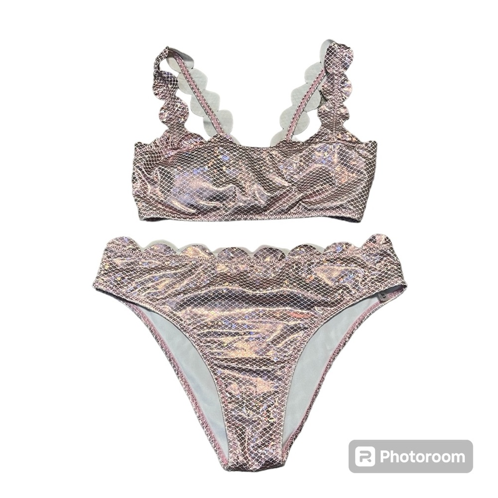 Zaful size medium women’s pink metallic mermaid bikini set
